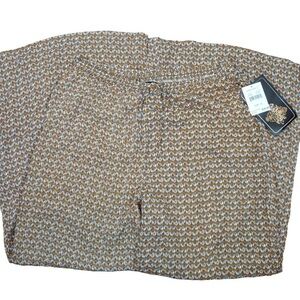 Jane Ashley Wide Leg Brown‎ Ikat Print Palazzo Pants - Size 1X NEW